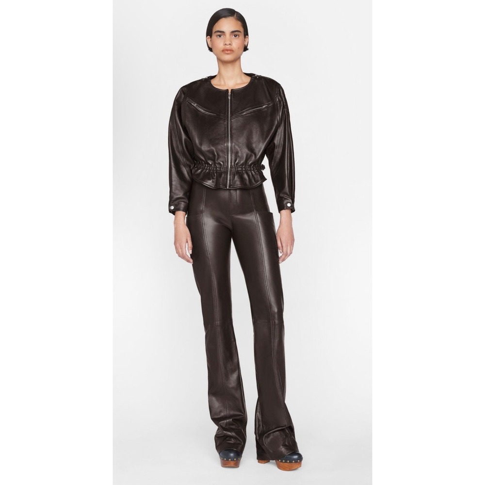 FRAME Seamed‎ Leather Trouser Espresso Lamb Leather Size 4 New - Picture 8 of 12
